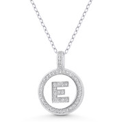 Initial Letter "E" Cubic Zirconia Crystal Pave Pendant in .925 Sterling Silver w/ Rhodium - GN-IP008-E-DiaCZ-SLW