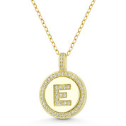 Initial Letter "E" Cubic Zirconia Crystal Pave Pendant in .925 Sterling Silver w/ 14k Yellow Gold - GN-IP008-E-DiaCZ-SLY