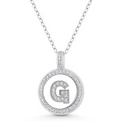 Initial Letter "G" Cubic Zirconia Crystal Pave Pendant in .925 Sterling Silver w/ Rhodium - GN-IP008-G-DiaCZ-SLW