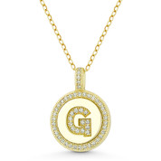 Initial Letter "G" Cubic Zirconia Crystal Pave Pendant in .925 Sterling Silver w/ 14k Yellow Gold - GN-IP008-G-DiaCZ-SLY