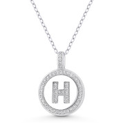 Initial Letter "H" Cubic Zirconia Crystal Pave Pendant in .925 Sterling Silver w/ Rhodium - GN-IP008-H-DiaCZ-SLW