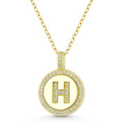 Initial Letter "H" Cubic Zirconia Crystal Pave Pendant in .925 Sterling Silver w/ 14k Yellow Gold - GN-IP008-H-DiaCZ-SLY