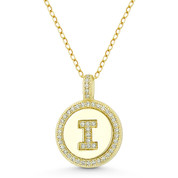 Initial Letter "I" Cubic Zirconia Crystal Pave Pendant in .925 Sterling Silver w/ 14k Yellow Gold - GN-IP008-I-DiaCZ-SLY