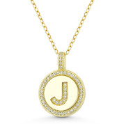 Initial Letter "J" Cubic Zirconia Crystal Pave Pendant in .925 Sterling Silver w/ 14k Yellow Gold - GN-IP008-J-DiaCZ-SLY