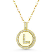 Initial Letter "L" Cubic Zirconia Crystal Pave Pendant in .925 Sterling Silver w/ 14k Yellow Gold - GN-IP008-L-DiaCZ-SLY