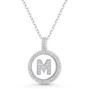 Initial Letter "M" Cubic Zirconia Crystal Pave Pendant in .925 Sterling Silver w/ Rhodium - GN-IP008-M-DiaCZ-SLW