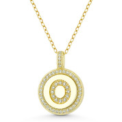 Initial Letter "O" Cubic Zirconia Crystal Pave Pendant in .925 Sterling Silver w/ 14k Yellow Gold - GN-IP008-O-DiaCZ-SLY