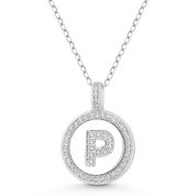 Initial Letter "P" Cubic Zirconia Crystal Pave Pendant in .925 Sterling Silver w/ Rhodium - GN-IP008-P-DiaCZ-SLW