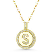 Initial Letter "S" Cubic Zirconia Crystal Pave Pendant in .925 Sterling Silver w/ 14k Yellow Gold - GN-IP008-S-DiaCZ-SLY