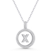 Initial Letter "X" Cubic Zirconia Crystal Pave Pendant in .925 Sterling Silver w/ Rhodium - GN-IP008-X-DiaCZ-SLW