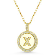 Initial Letter "X" Cubic Zirconia Crystal Pave Pendant in .925 Sterling Silver w/ 14k Yellow Gold - GN-IP008-X-DiaCZ-SLY