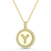 Initial Letter "Y" Cubic Zirconia Crystal Pave Pendant in .925 Sterling Silver w/ 14k Yellow Gold - GN-IP008-Y-DiaCZ-SLY