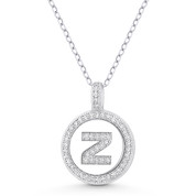 Initial Letter "Z" Cubic Zirconia Crystal Pave Pendant in .925 Sterling Silver w/ Rhodium - GN-IP008-Z-DiaCZ-SLW