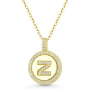 Initial Letter "Z" Cubic Zirconia Crystal Pave Pendant in .925 Sterling Silver w/ 14k Yellow Gold - GN-IP008-Z-DiaCZ-SLY