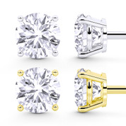 IGI Certified (F Color, VS Clarity) Lab Grown Diamond Round Brilliant Cut 4-Prong Basket Solitaire Stud Earrings