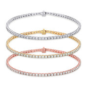 3.00ct (F Color, VS Clarity) Lab Grown Diamond Round Brilliant Cut Single-Line Eternity Tennis Bracelet - BTET002-LDR