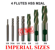 4 FLUTE HSS M2AL ENDMILL MILLING CUTTERS STAINLESS CENTER CUTTING CNC