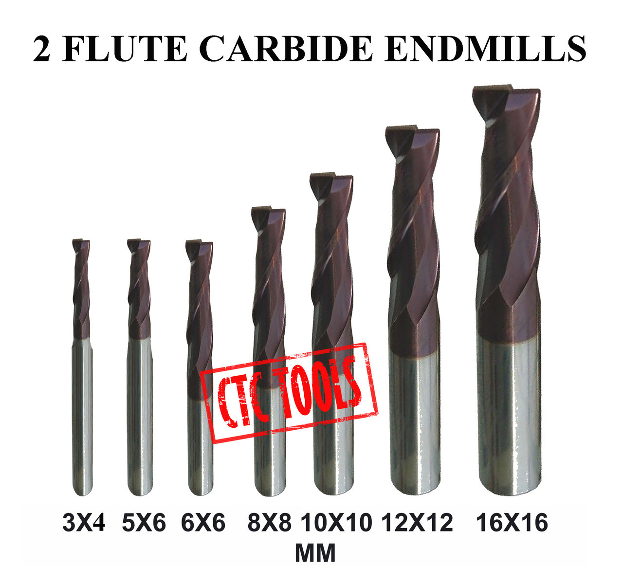 Micrograin Solid Carbide End Mill Square End TiAlN Coated 2 Flute-Slot Drill CNC 