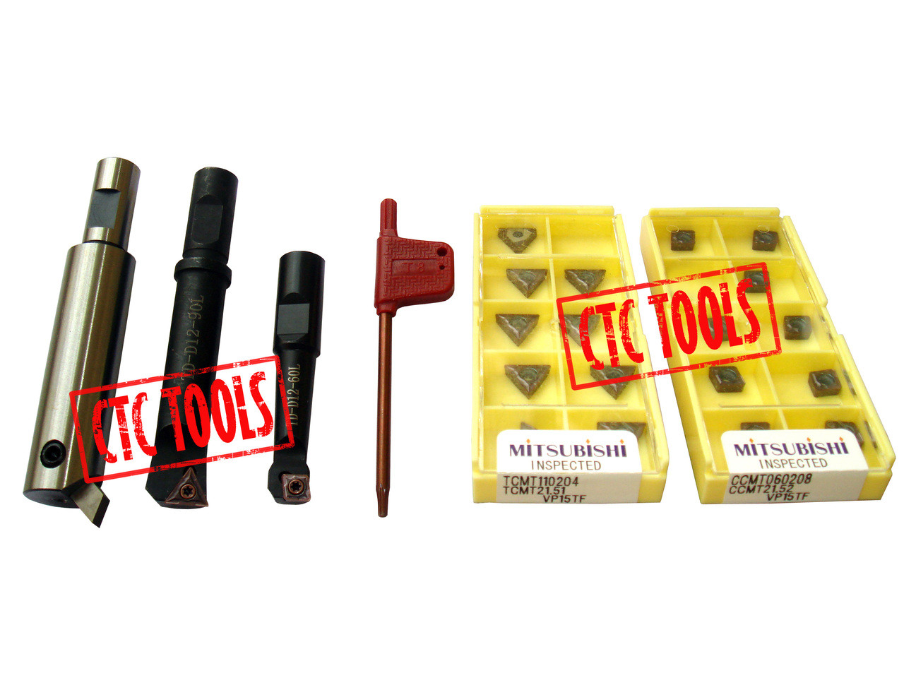 SET OF 3PCS. 12MM INDEXABLE BORING BARS WITH CARBIDE INSERTS L96 CTC