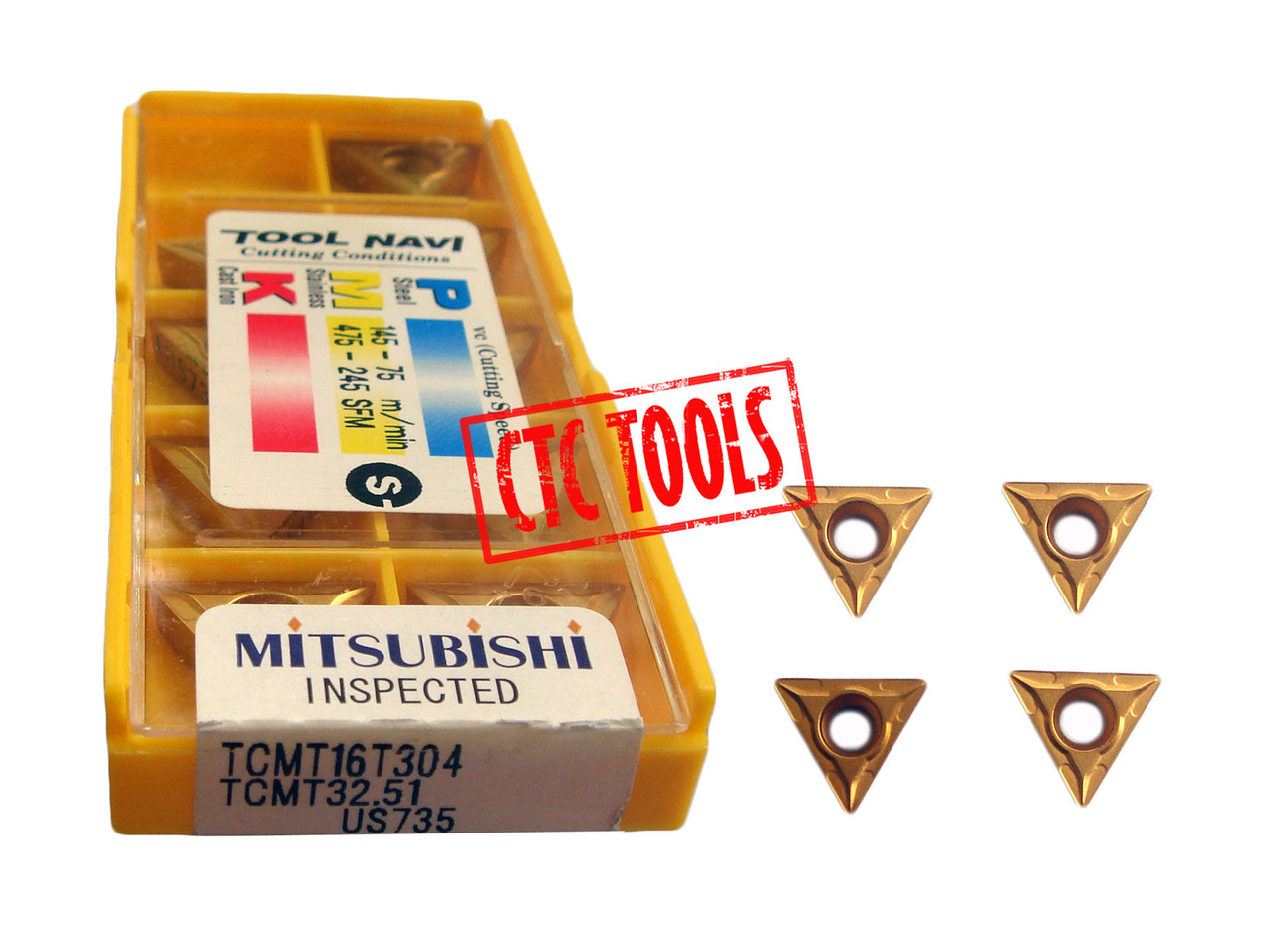 MITSUBISHI TCMT16T304 US735 TCMT32.51 Carbide Inserts 10pcs New Free Shipping 
