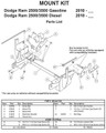 7197-1 FISHER MOUNT KIT DODGE RAM HD 2010 - CURRENT
