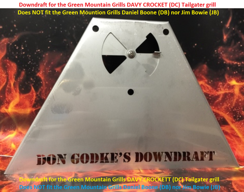 Stainless Steel Davy Crockett (DC) Downdraft with Butterfly Vent
(Does NOT fit the Green Mountain Grills Daniel Boone (DB) nor Jim Bowie (JB)