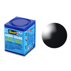 Revell Gloss Black (RAL 9005) Aqua Colour Acrylic - 18ml Model Paint No.7