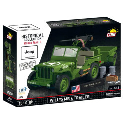 COBI 2804 Willys MB Jeep & Trailer Exec. Ed. D-Day 80th 1:12 Brick Model 1510pcs