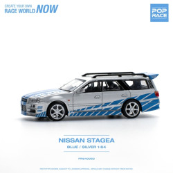Pop Race 640060 Nissan Stagea Blue/Silver F&F Livery 1:64 Diecast Car
