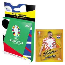 Topps EURO 2024 Sticker Collection - Eco Pack (42 Stickers, 1 Gold)