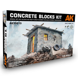 AK Interactive 35019 Concrete Blocks Kit w/Roof Plates for 1:35 Model Diorama