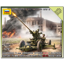 ZVEZDA 6115 Soviet Anti-aircraft Gun with Crew Snap Fit Model Kit 1:72