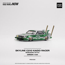 Pop Race Skyline C210 Kaido Racer Bosozoku Green 1:64 Diecast Model 640061