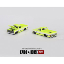 MiniGT KAIDO Chevrolet Silverado Flo Yellow V1 1:64 Diecast Model KHMG112