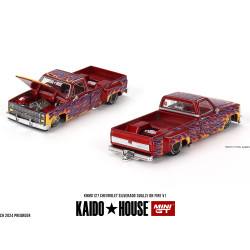 MiniGT KAIDO Chevrolet Silverado Dually On Fire V1 1:64 Diecast Model KHMG127