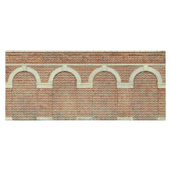 Hornby R7384 Mid Level Arched Retaining Walls x2 (Red Brick) 1:76/OO Gauge
