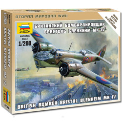 ZVEZDA 6230 Bristol Blenheim MkIV WWII Bomber 1:200 Snap Fit Aircraft Model Kit