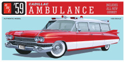 AMT 1395 1959 Cadillac Ambulance w/ Gurney 1:25 Model Kit