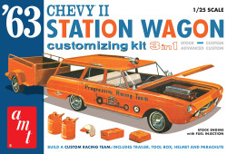 AMT 1201 1963 Chevy II Station Wagon w/ Trailer 1:25 Model Kit