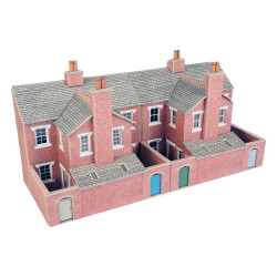 Metcalfe PO276 Low Relief Red Brick Terraced House Backs OO Gauge Kit