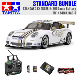 TAMIYA RC 47429 Porsche 911 GT3 (TT-01E) 1:10 Standard Stick Radio RC Car Bundle