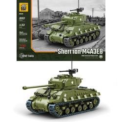 Build Army M4A3E8 Easy Eight 1:33 Tank Brick Model 860pcs B1002