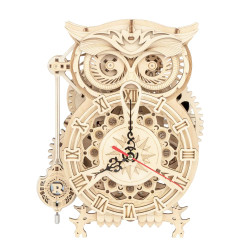 ROBOTIME ROKR Owl Wall Clock Mechanical Wooden Model Kit LK503