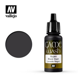 Vallejo Game Wash Black Acrylic Paint 17ml Dropper Bottle 73201