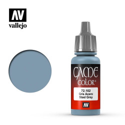 Vallejo Game Colour Steel Grey Acrylic Paint 17ml Dropper Bottle 72102