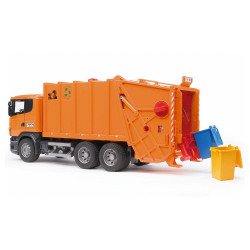 Bruder 03560 Scania R-Series Garbage Truck Rubbish Bin Lorry Orange Plastic Toy