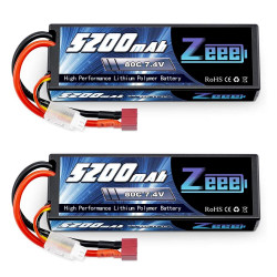 Zeee 5200mAh TWIN PACK 2S Deans 80C 7.4V RC Car Battery Ideal for Carnage Brushless