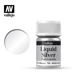 Vallejo 796 Liquid Silver White Gold Metallic 35ml Paint Bottle
