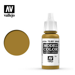 Vallejo 801 Model Colour Metallic Brass 17ml Paint Dropper Bottle