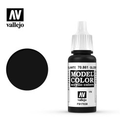 Vallejo 861 Model Colour Glossy Black 17ml Paint Dropper Bottle